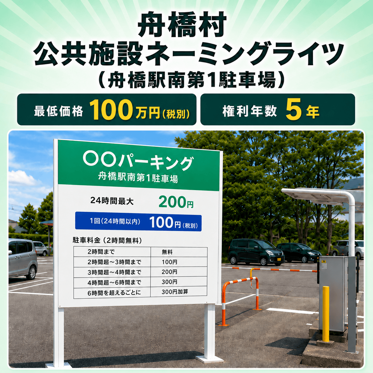 舟橋村 公共施設ネーミングライツ（舟橋駅南第1駐車場）